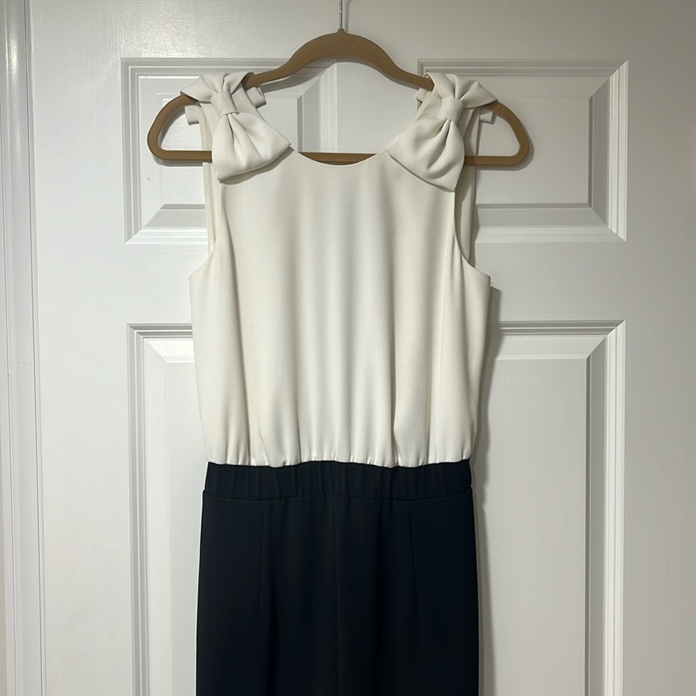 Ted Baker London black creamy white jumpsuit. Bow detail at shoulders. US sz 6.